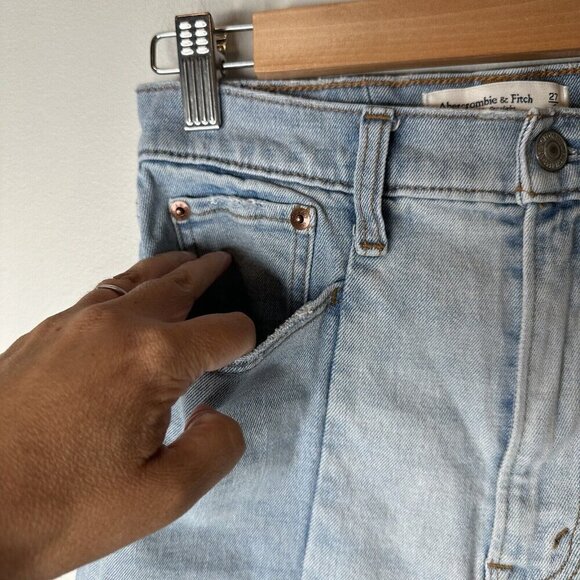 Abercrombie & Fitch Jeans Women's Blue Ankle Straight Ultra High Rise Sz 27/4R - Picture 3 of 11